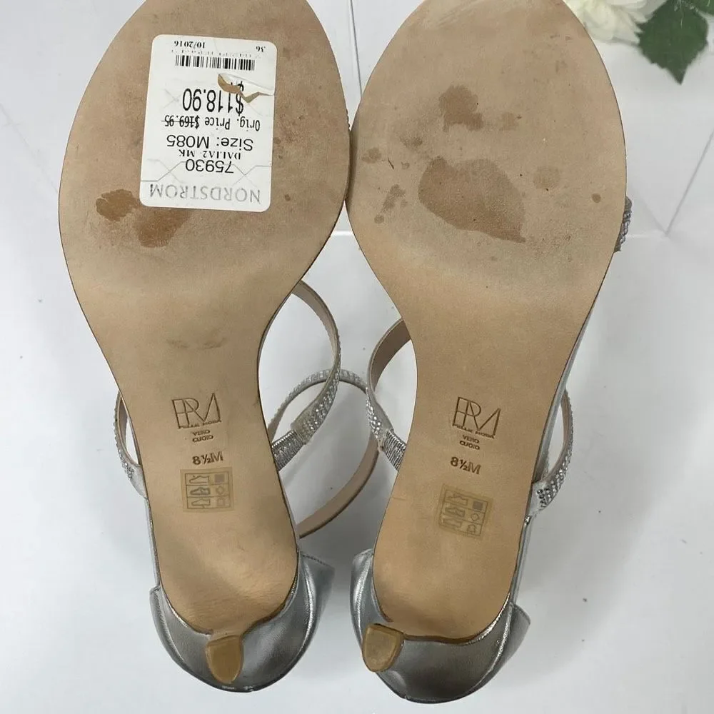 Pelle Moda Dalia 2 Silver Ankle Strap Embellished Bling occasion  Heels  8.5‎